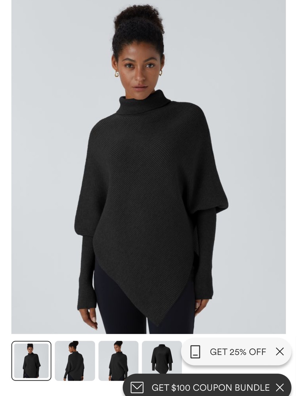 Halara Black Asymmetric Turtleneck Women's Sweater